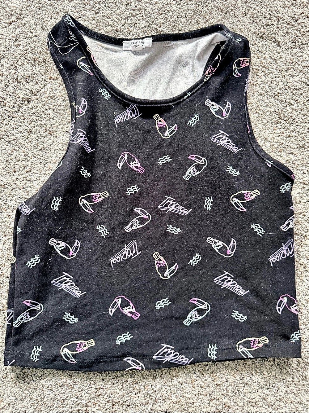 Agene Basic Graphic Print Crop Top Size XS